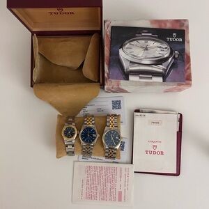 Tudor Oysterdate Set of Three Watches with Blue Dials